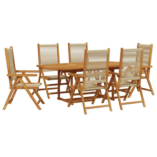 Garden Dining Set | Beige | Polypropylene and solid acacia wood | Large