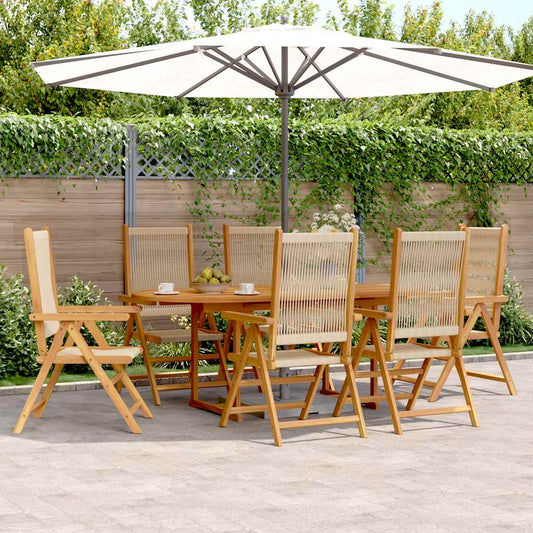 Garden Dining Set | Beige | Polypropylene and solid acacia wood | Large