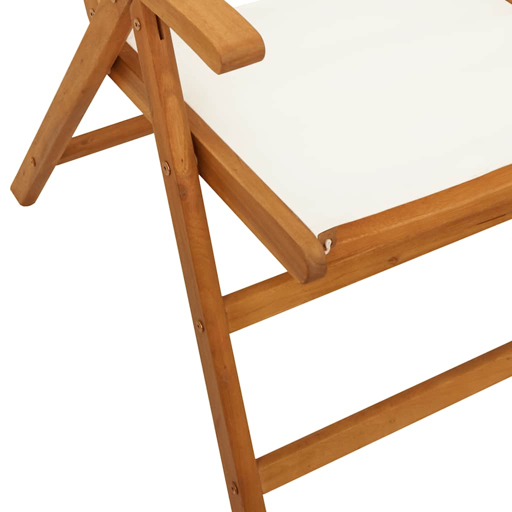 7 Piece Garden Dining Set Cream White Fabric and Solid Wood