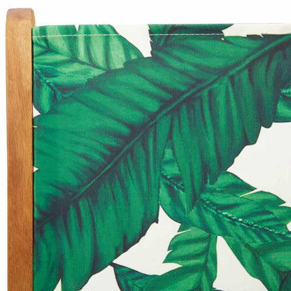 7 Piece Garden Dining Set Leaf Pattern Fabric and Solid Wood