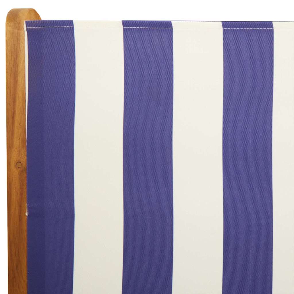 7 Piece Garden Dining Set Blue and White Fabric and Solid Wood