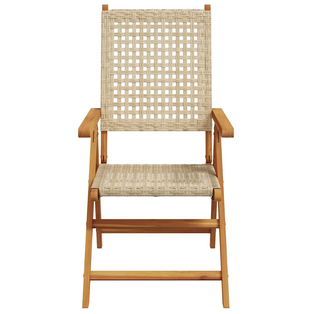 Garden Dining Set | Beige | Solid Acacia wood, PE rattan | Medium