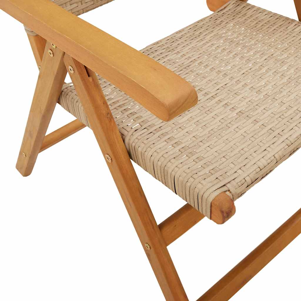 Garden Dining Set | Beige | Solid Acacia wood, PE rattan | Medium