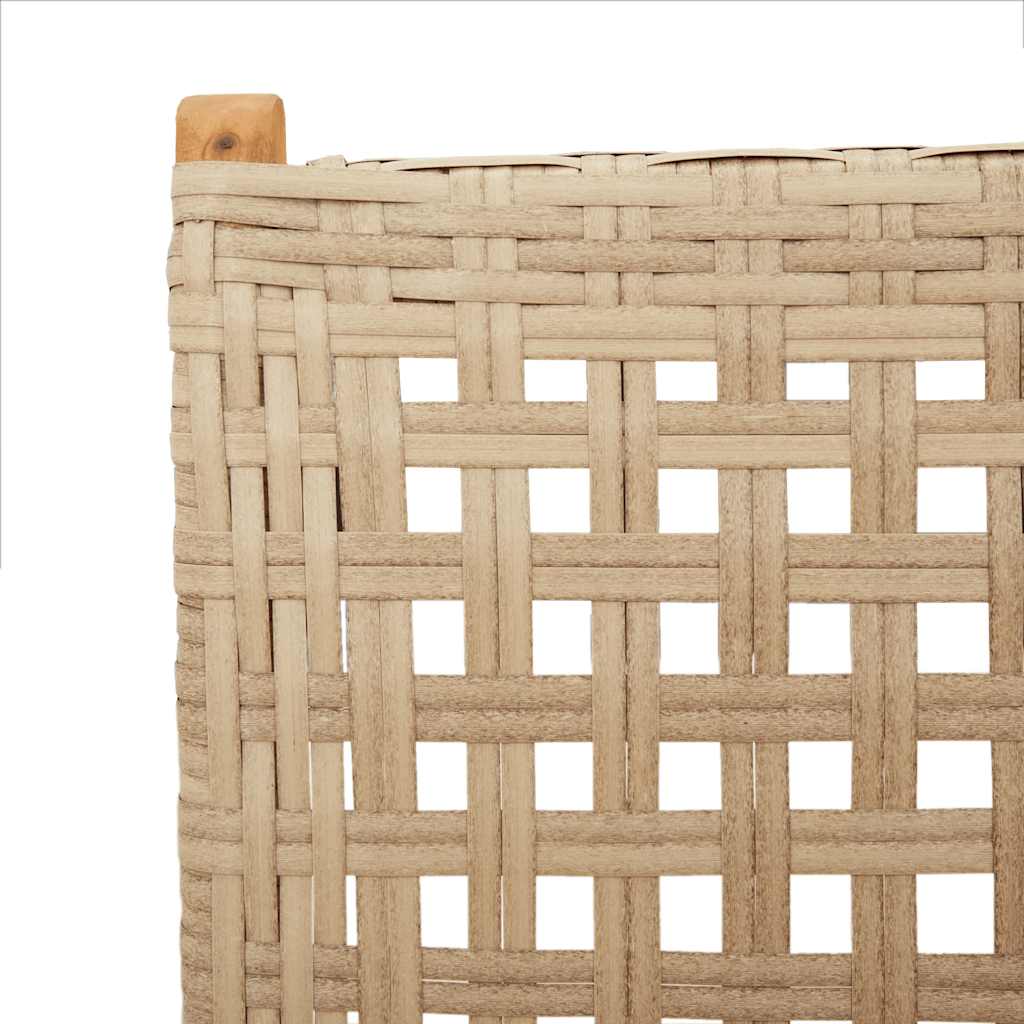 7 Piece Garden Dining Set Beige Poly Rattan and Solid Wood