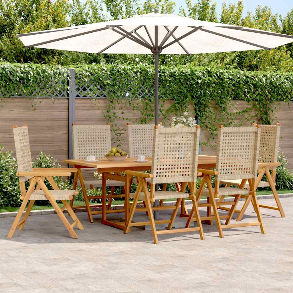 Garden Dining Set | Beige | Solid Acacia wood, PE rattan | Medium