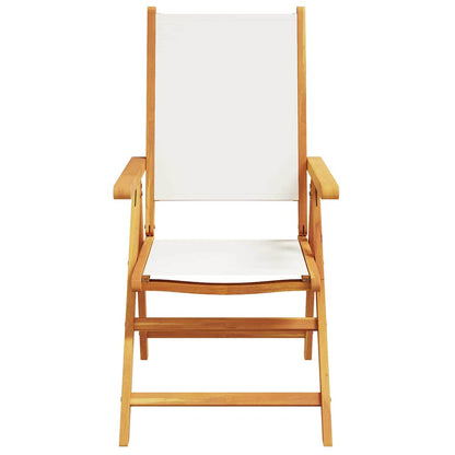 7 Piece Garden Dining Set Cream White Fabric and Solid Wood