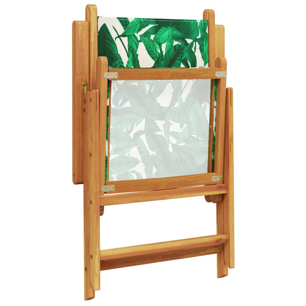 7 Piece Garden Dining Set Leaf Pattern Fabric and Solid Wood