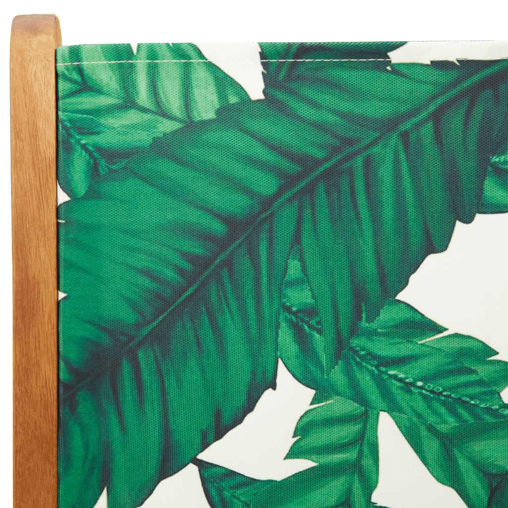 7 Piece Garden Dining Set Leaf Pattern Fabric and Solid Wood
