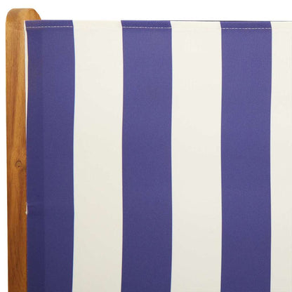 7 Piece Garden Dining Set Blue and White Fabric and Solid Wood