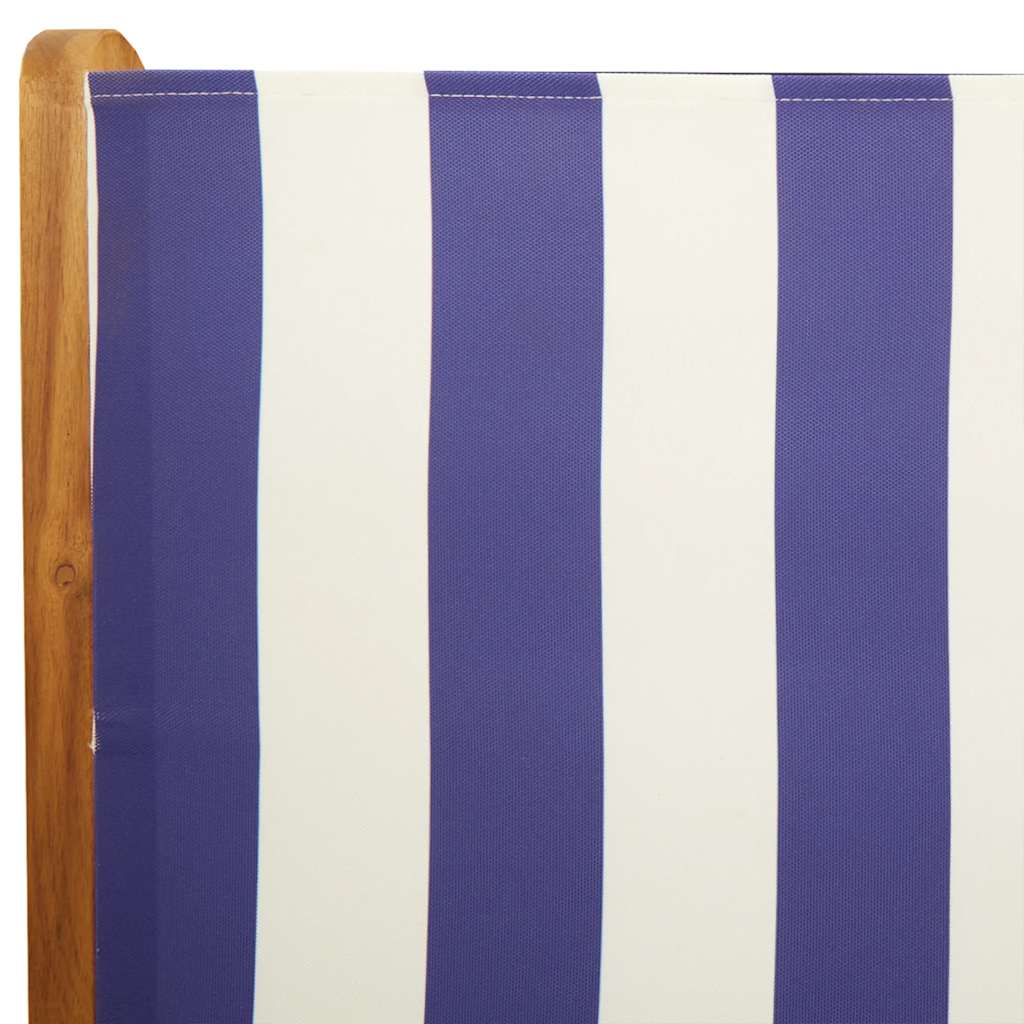 7 Piece Garden Dining Set Blue and White Fabric and Solid Wood
