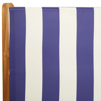 7 Piece Garden Dining Set Blue and White Fabric and Solid Wood