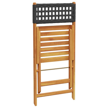Bistro Set | Black | Solid acacia wood and PE rattan | 3-Piece Set