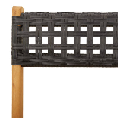 Bistro Set | Black | Solid acacia wood and PE rattan | 3-Piece Set