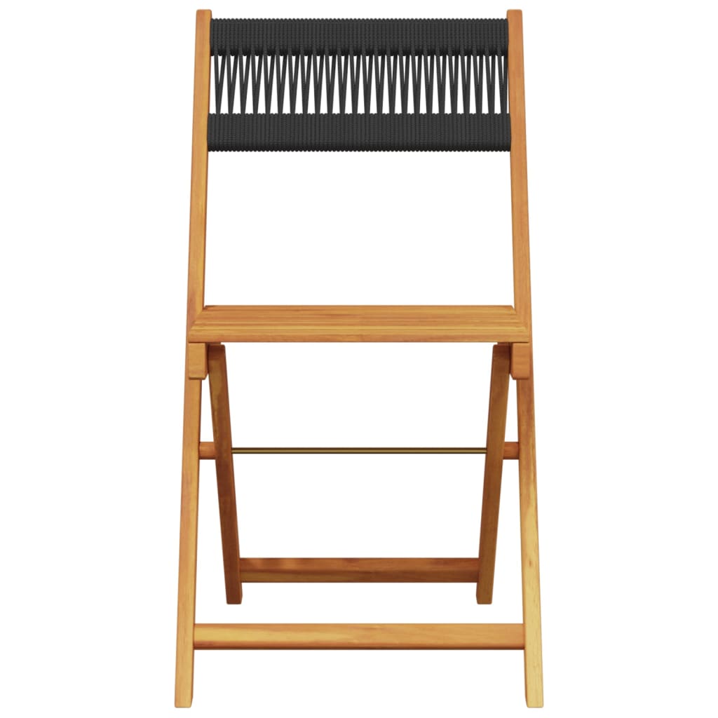 Bistro Set | Black | Solid acacia wood, Polypropylene | Compact