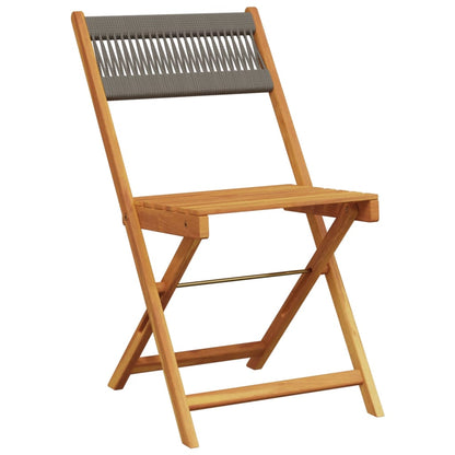 Bistro Set | Grey | Solid acacia wood | Compact |  Foldable  | Bistro Set