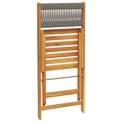 Bistro Set | Grey | Solid acacia wood | Compact |  Foldable  | Bistro Set