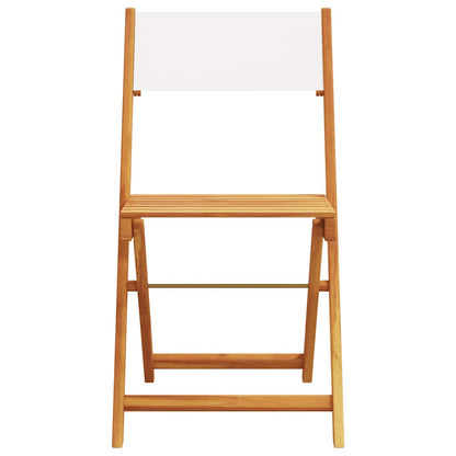 3 Piece Bistro Set Cream White Fabric and Solid Wood