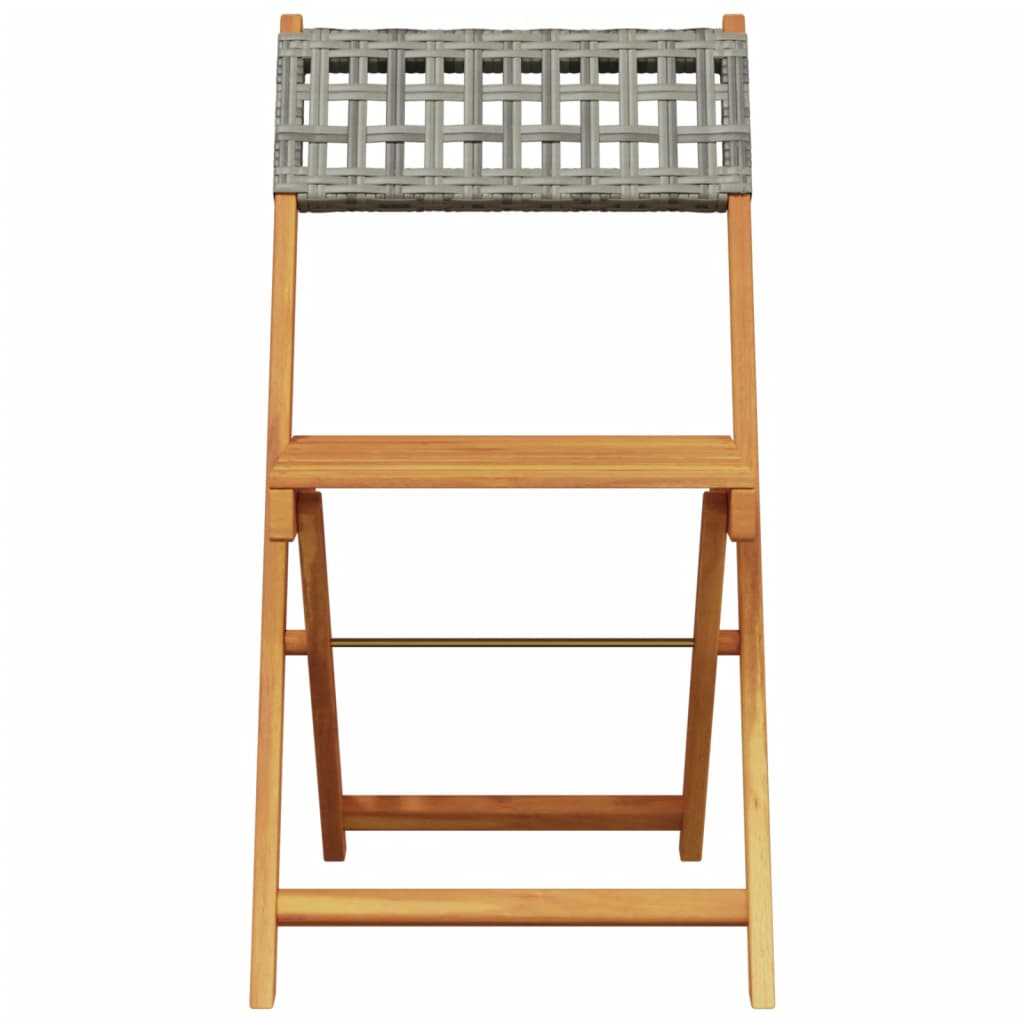 Bistro Set | Grey | Solid acacia wood with oil finish, PE rattan | Medium