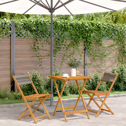 Bistro Set | Grey | Solid acacia wood, Polypropylene | Compact | Foldable