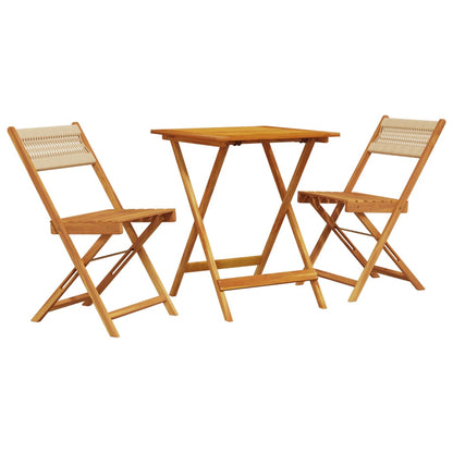 Bistro Set | Beige | Solid acacia wood, polypropylene | Compact