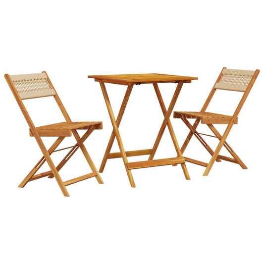 Bistro Set | Beige | Solid acacia wood, polypropylene | Compact