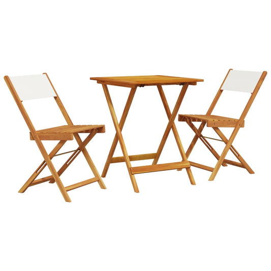 Bistro Set | Cream White | Solid Acacia Wood | 3 Piece Set | Foldable