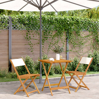 Bistro Set | Cream White | Solid Acacia Wood | 3 Piece Set | Foldable