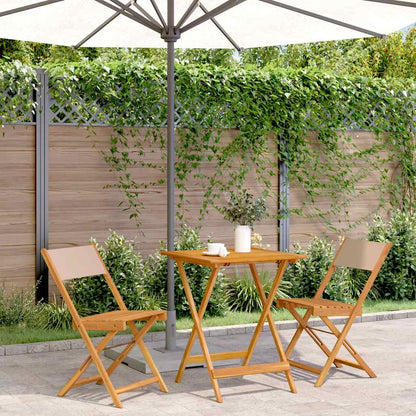 3 Piece Bistro Set Taupe Fabric and Solid Wood