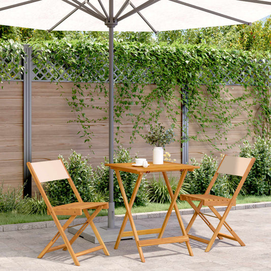 Bistro Set | Beige | Solid acacia wood | Compact | Foldable | Bistro Set