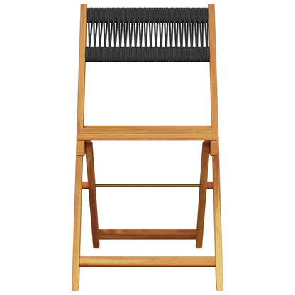 5 Piece Garden Dining Set Black Polypropylene and Solid Wood