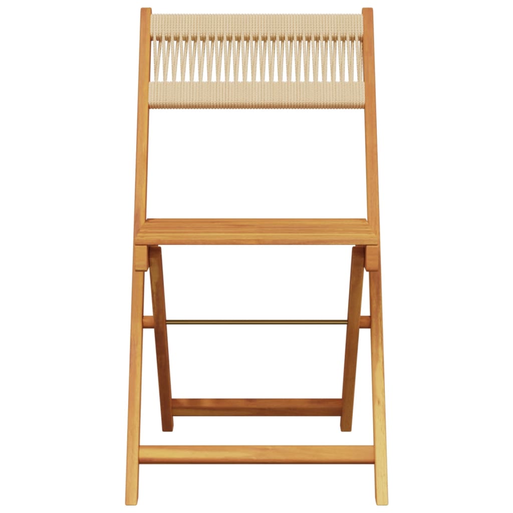 5 Piece Garden Dining Set Beige Polypropylene and Solid Wood