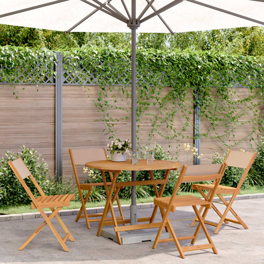 5 Piece Garden Dining Set Taupe Fabric and Solid Wood