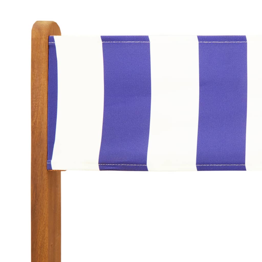 5 Piece Garden Dining Set Blue and White Fabric and Solid Wood