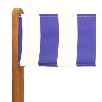 5 Piece Garden Dining Set Blue and White Fabric and Solid Wood