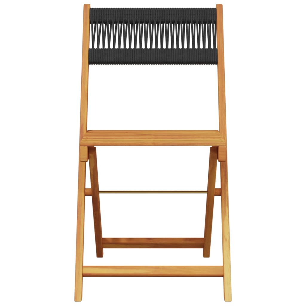 5 Piece Garden Dining Set Black Polypropylene and Solid Wood