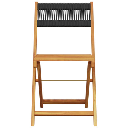 5 Piece Garden Dining Set Black Polypropylene and Solid Wood