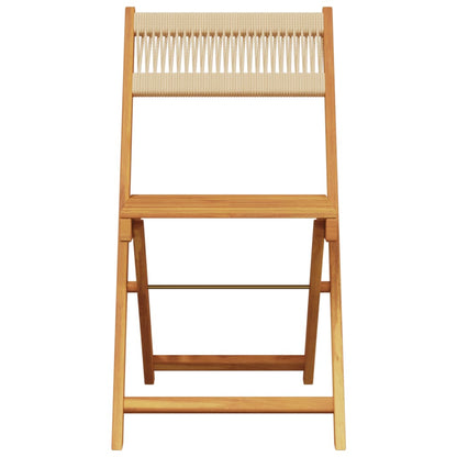 5 Piece Garden Dining Set Beige Polypropylene and Solid Wood