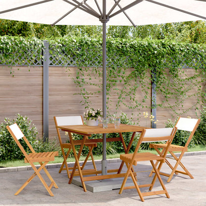 5 Piece Garden Dining Set Cream White Fabric and Solid Wood