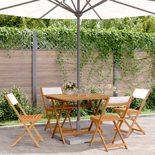 5 Piece Garden Dining Set Cream White Fabric and Solid Wood