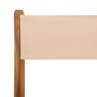 5 Piece Garden Dining Set Beige Fabric and Solid Wood