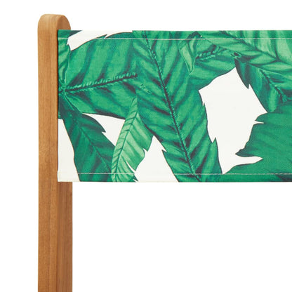 5 Piece Garden Dining Set Leaf Pattern Fabric and Solid Wood