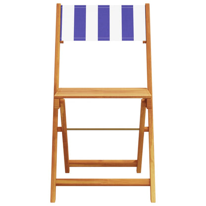 5 Piece Garden Dining Set Blue and White Fabric and Solid Wood