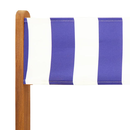 5 Piece Garden Dining Set Blue and White Fabric and Solid Wood