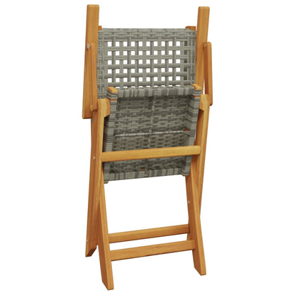 Bistro Set | Grey and Natural Wood | Solid acacia wood, PE rattan | Small