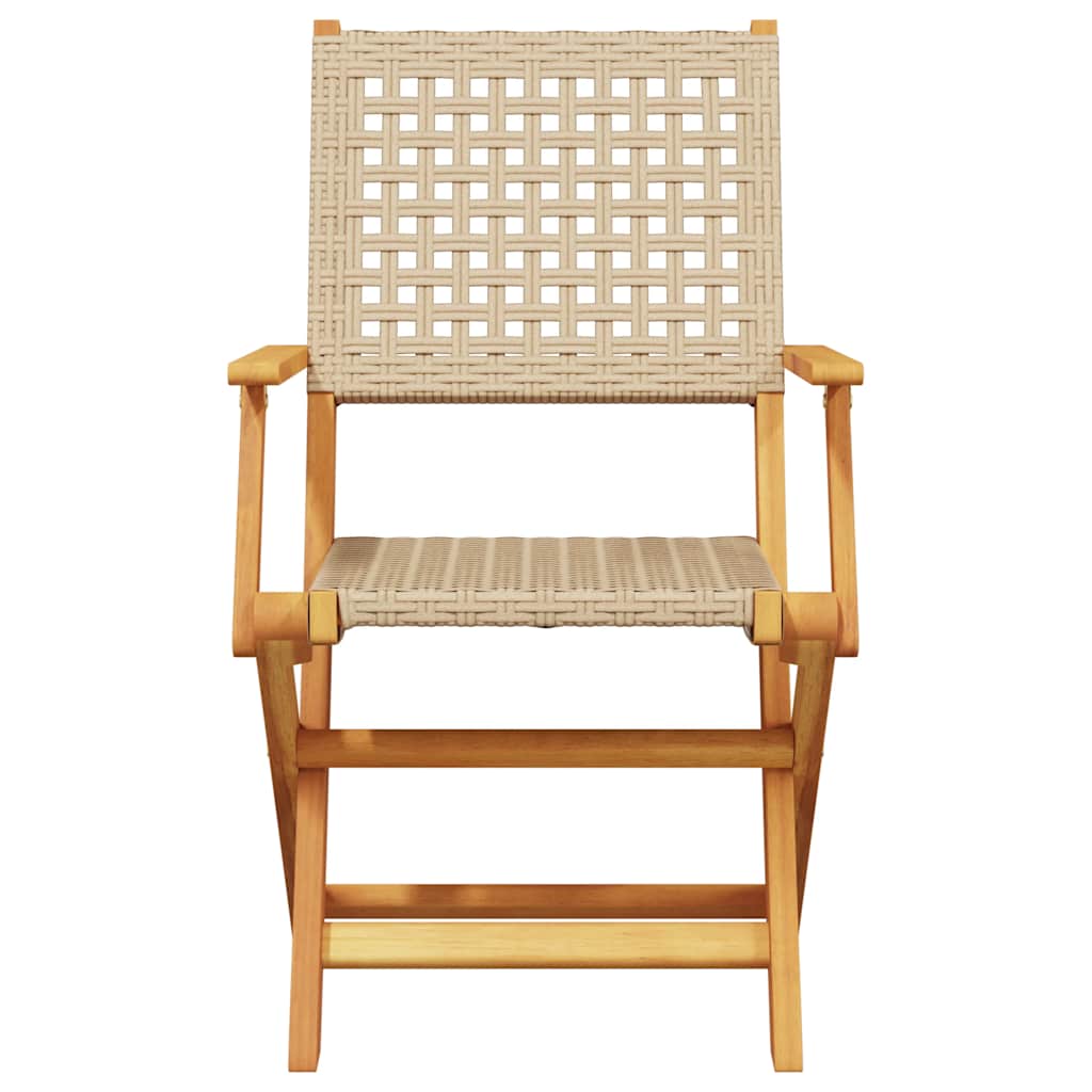 Bistro Set | Beige | Solid Acacia wood with an oil finish, PE rattan