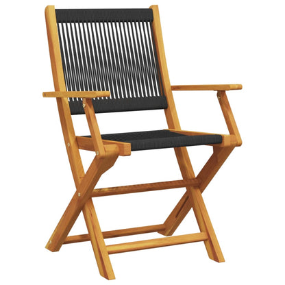 Bistro Set | Black | Solid acacia wood, Polypropylene | Compact