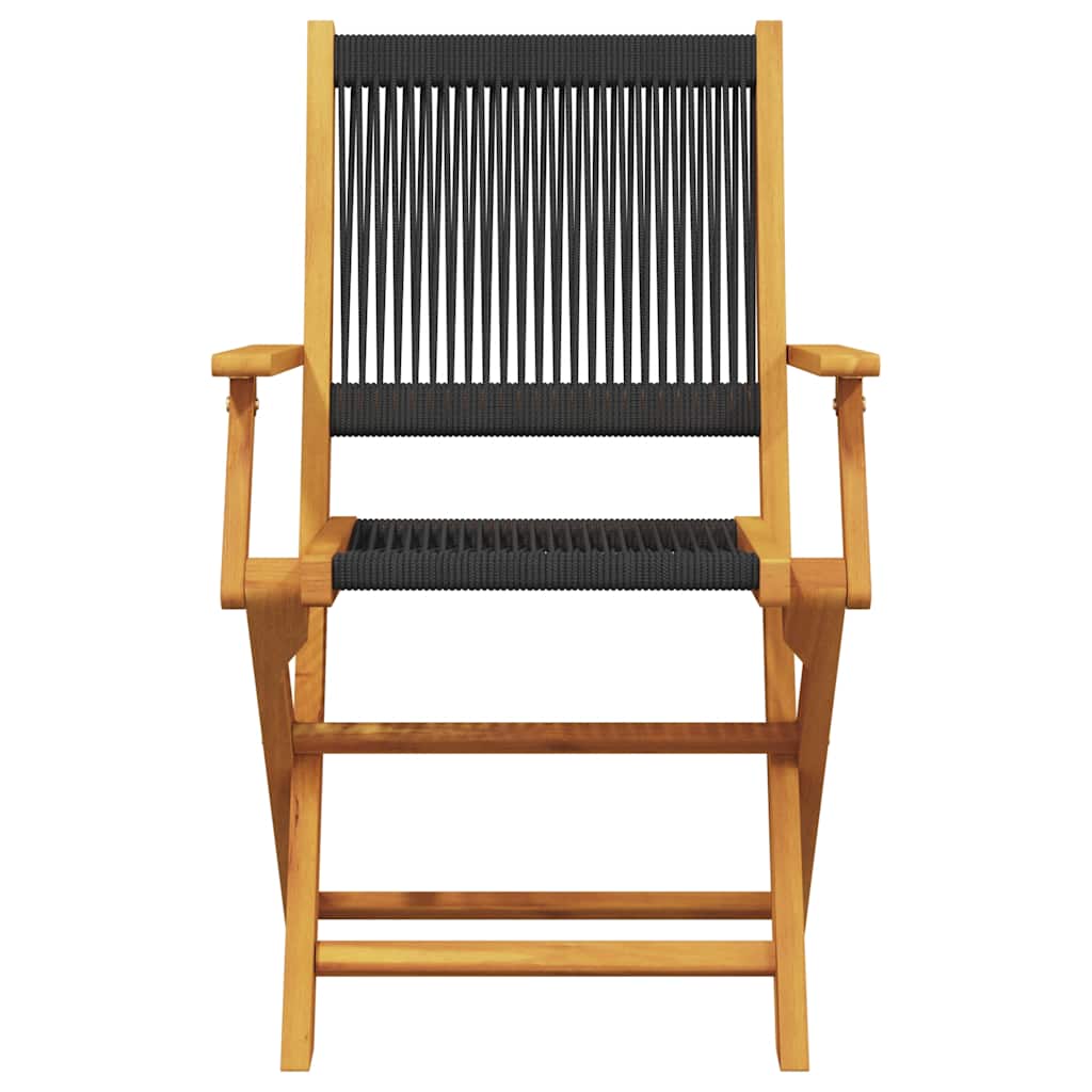 3 Piece Bistro Set Black Polypropylene and Solid Wood