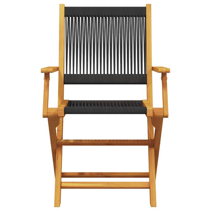 3 Piece Bistro Set Black Polypropylene and Solid Wood