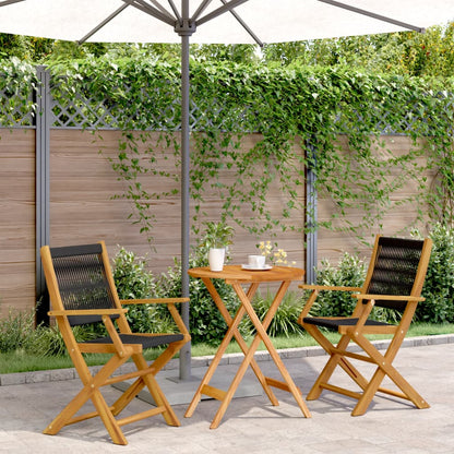 Bistro Set | Black | Solid acacia wood, Polypropylene | Compact
