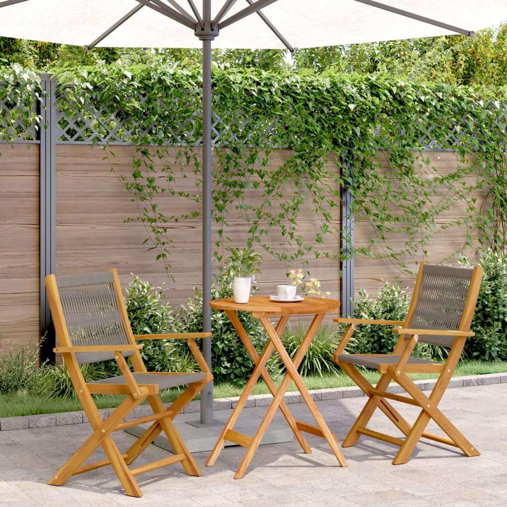 Bistro Set | Grey | Solid acacia wood, polypropylene | Standard